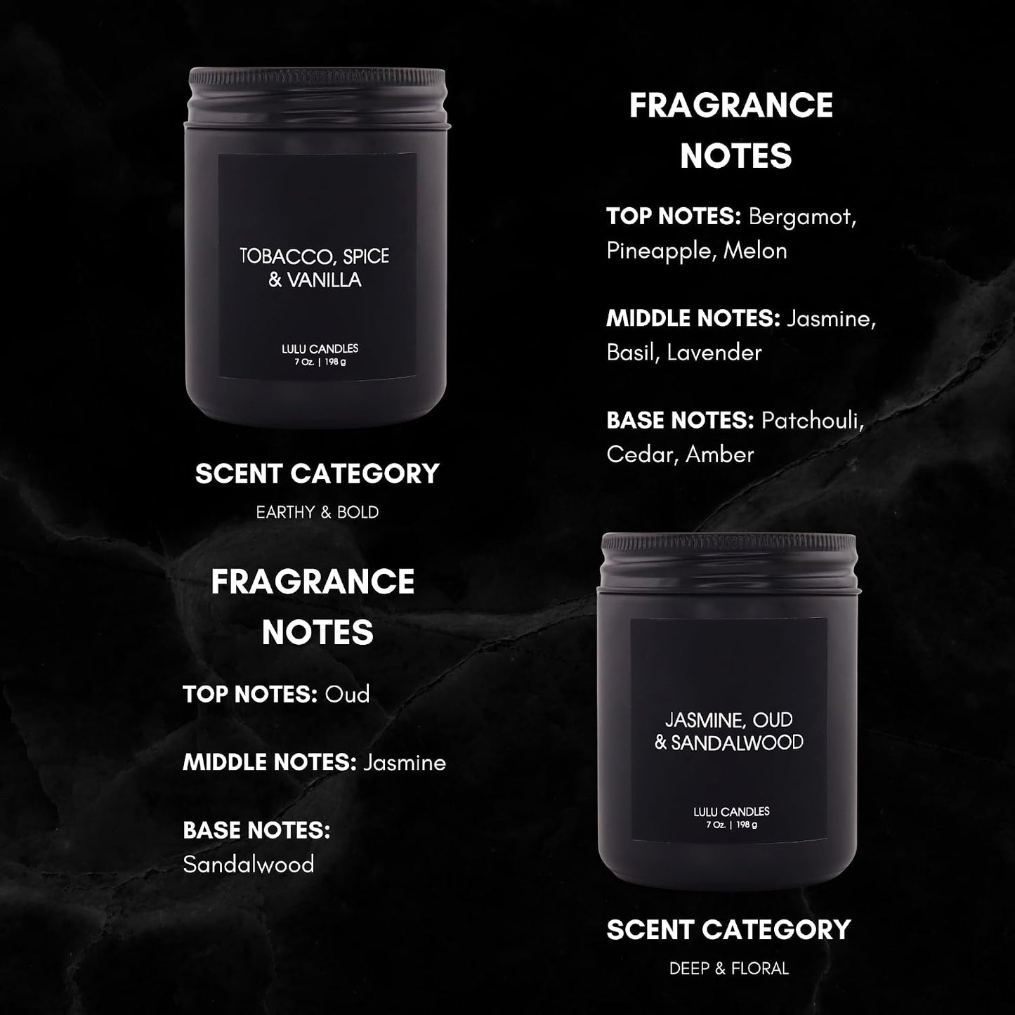 Lulu Candles | Jasmine, Oud & Sandalwood | Luxury Scented Soy Jar Candle | Hand Poured in The USA | Highly Scented & Long Lasting (9 Oz.)