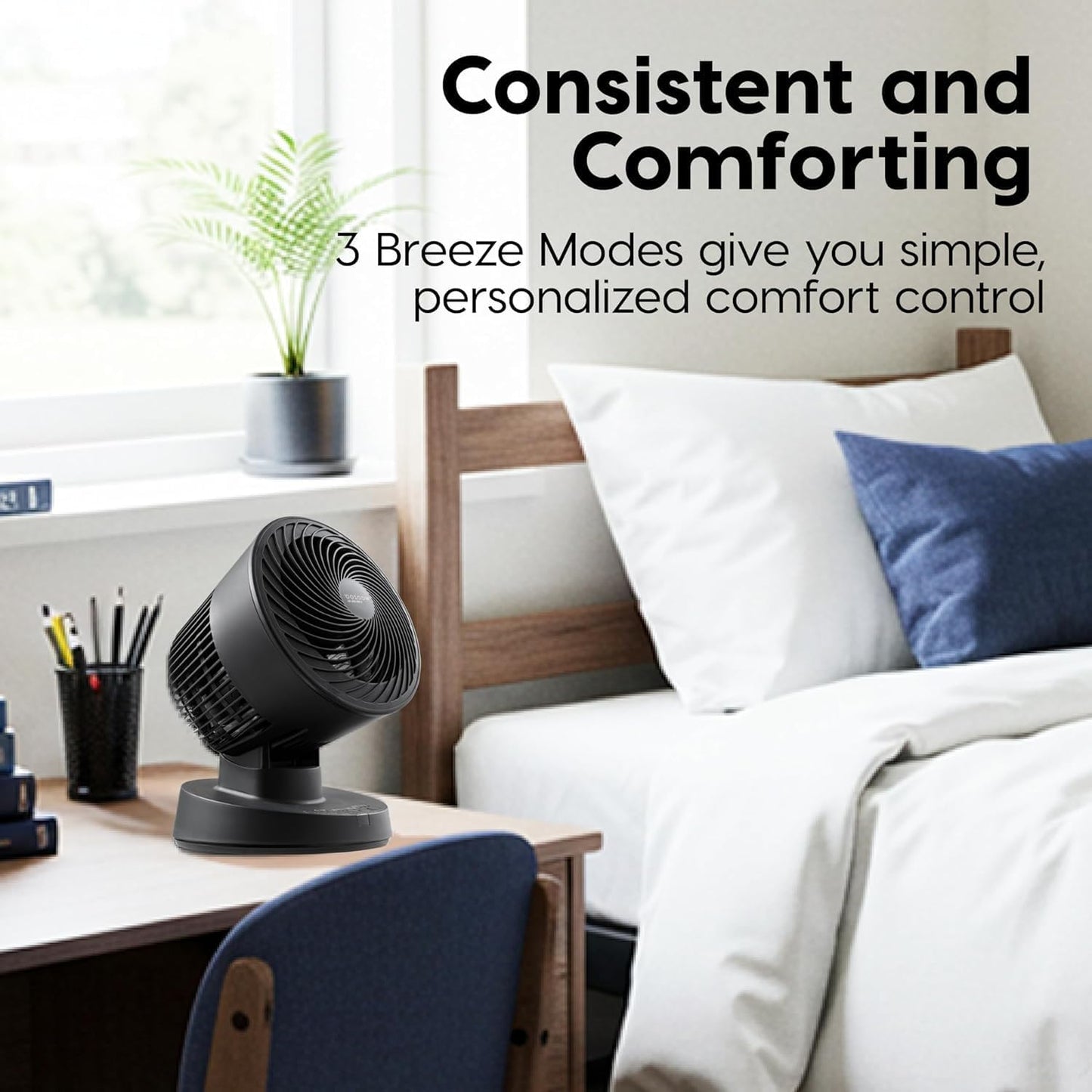IRIS USA WOOZOO Air Circulator Fan with Remote, Oscillating, 5 Speeds, 82ft Max Air Distance, 90° Adjustable Tilt, 30db Quiet Motor, Small Fan for Bedroom, Office, Dorm, White