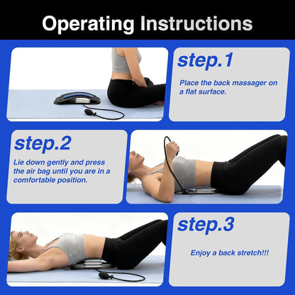 Back Stretcher for Lower Back Pain Relief, Adjustable Lumbar Traction Device, Ergonomic Spine Board with Acupressure Points, Back Massager for Spinal Decompression and Scoliosis