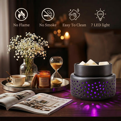 VICTORIA AROMA Ceramic Wax Melt Warmer - LED Night Light Candle Wax Warmer for Scented Wax, Electric Fragrance Wax Melter for Home, Office, Bedroom Decor, and Gifts