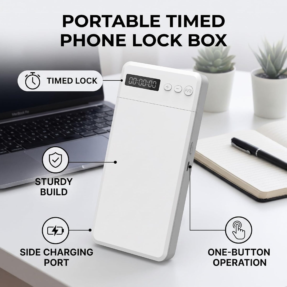 Portable Phone Lock Box with Timer Self Control