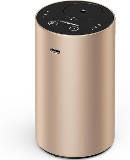 Waterless Essential Oil Diffuser, Rechargeable Scent Diffusers with 3 Mist Levels & Timers, Portable Aromatherapy Diffuser for Home Car Room Studio Office, Black Metal