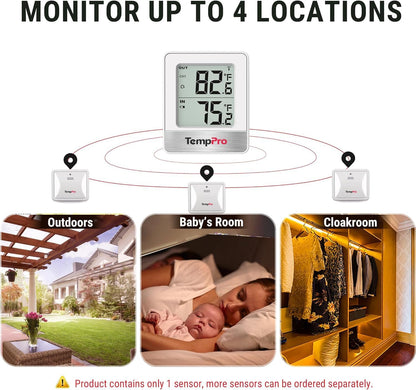 TempPro TP49 Digital Hygrometer Indoor Thermometer Humidity Meter Room Thermometer with Temperature and Humidity Monitor Mini Hygrometer Outdoor Thermometer (Previously ThermoPro)
