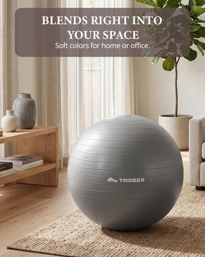 Trideer Exercise Ball, Stability Yoga Ball for Physical Therapy, Active Sitting, Pregnancy & Birth Labor Prep, Core Strength, Balance Training, Posture Improvement and Daily Stretching, 55/65/75cm