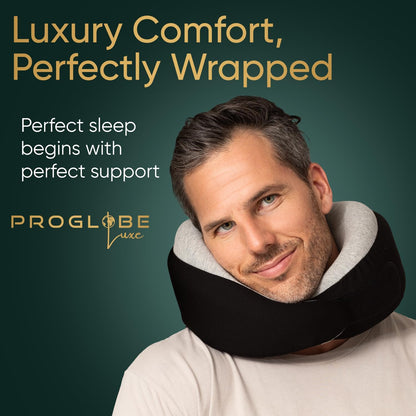 Proglobe Travel Neck Pillow for Airplanes, Long Haul Flight Kit, Grey