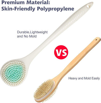 BEDELITE Back Scrubber for Shower, Soft Bath Brush Long Handle for Men & Women(16.4 Inches), Anti Slip Body Scrubber Exfoliator for Cleaning(Blue)