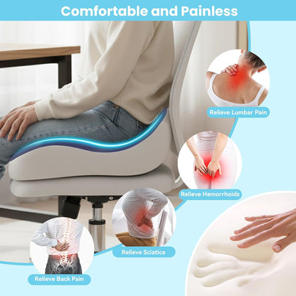 Seat Cushion,Office Chair Memory Cushion, Ergonomic Design, Relieve Sciatica and Long-Term Sitting Pain, Suitable for desks, car Seats, Games, wheelchairs