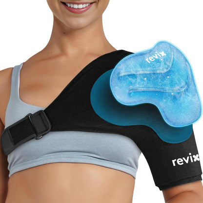 REVIX Shoulder Ice Pack Wrap for Rotator Cuff Cold Therapy, Premium Solid Gel Ice Pack for Shoulder with Soft Lycra, Reusable Shoulder Brace Ice Sleeve for Men Women Post-Workout Recovery & Discomfort