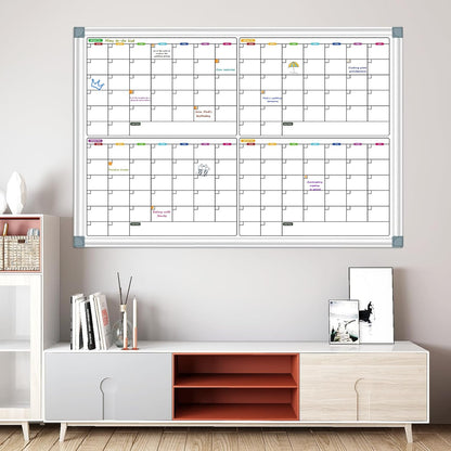 Magnetic Dry Erase Board Calendar for Wall 36" x 24", Monthly Calendar Whiteboard for Wall, Planning Board Bulletin Board Portable Board for Office, School, Home, Kitchen, Planning, Memo