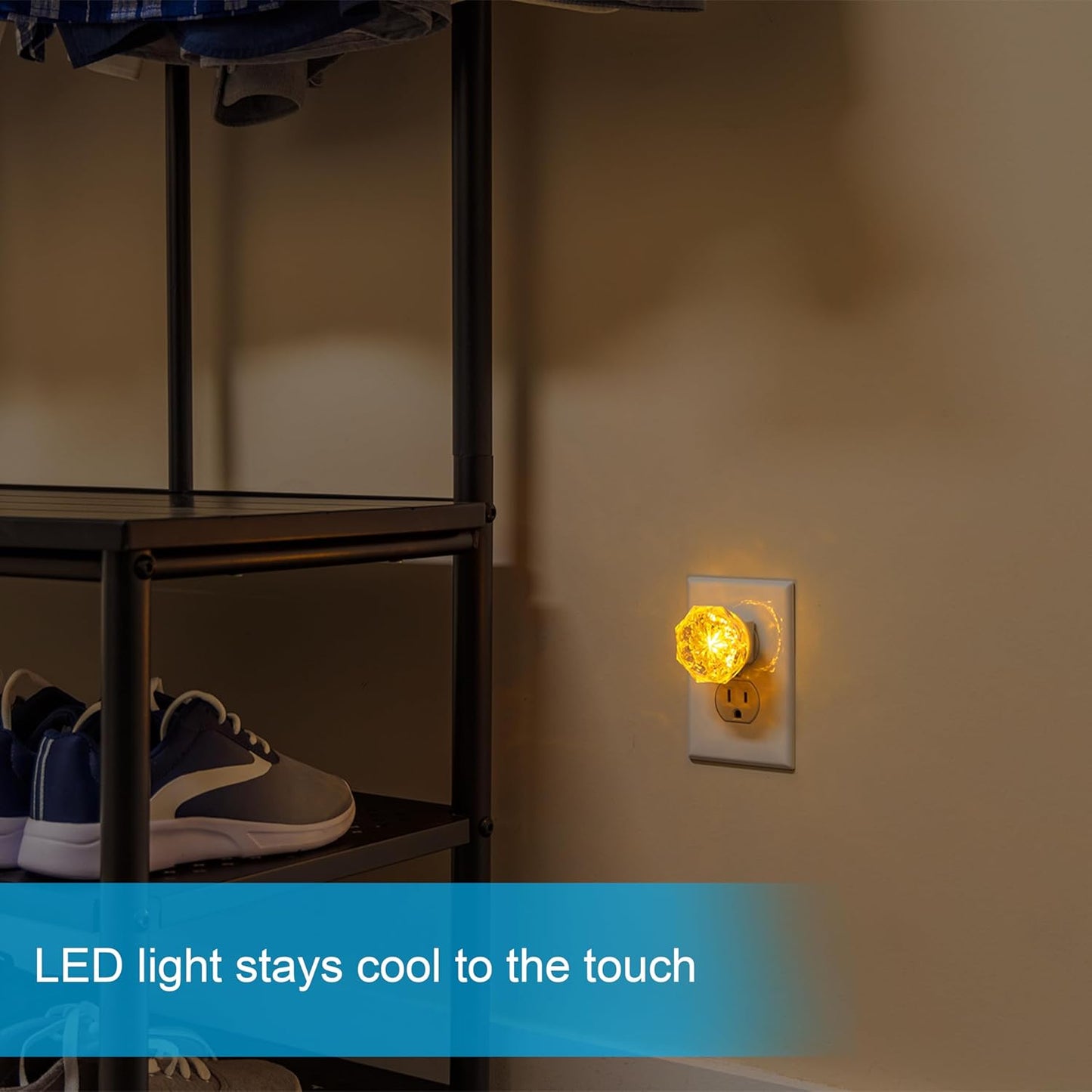 GE SleepLite Jewel LED Night Light, Plug-in, Always On, Amber, UL-Certified, Energy Efficient, Ideal Nightlight for Bedroom, Bathroom, Nursery, Hallway, Kitchen, 85881, 4 Pack