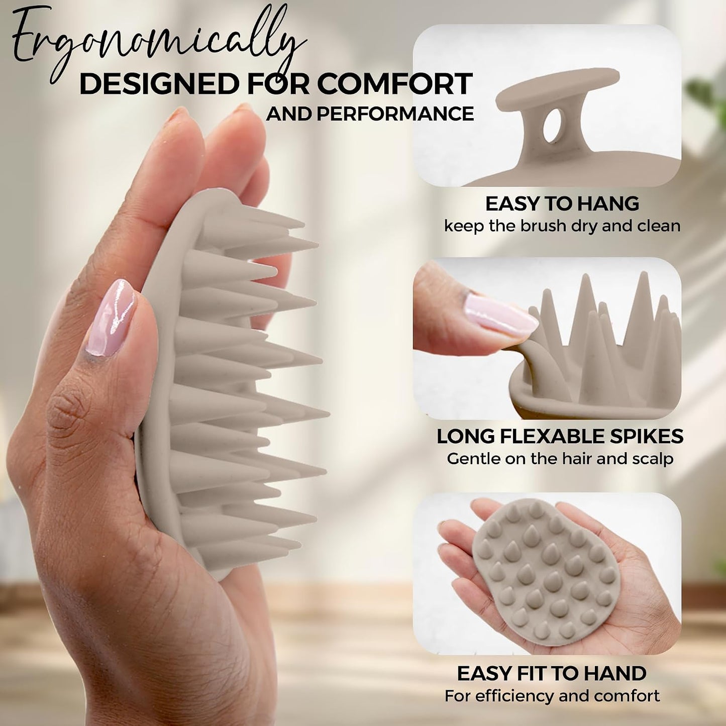 Fiora Naturals Scalp Massager Shampoo Brush - Silicon Scalp Scrubber & Exfoliator for Dandruff Removal and Hair Growth, Brush for Wet & Dry Hair, for Men, Women, Kids - BPA Free