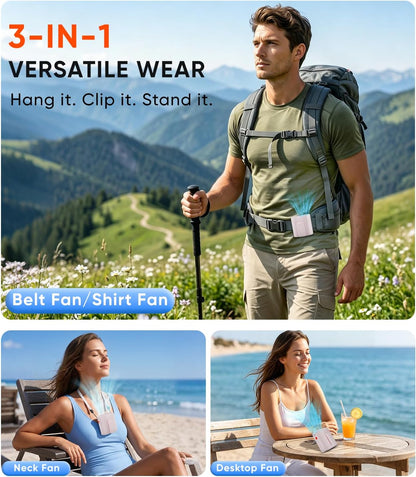 AI Portable Waist Fan, 15,000RPM, 30H Cooling Hands-Free Personal Fan