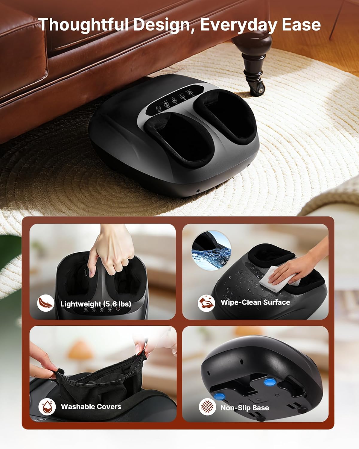 KNQZE Shiatsu Foot Massager with Heat, Compression, Deep Kneading Foot Massage for Plantar Fasciitis Relief, Remote Control, Multi Massage Modes, Auto Shut-Off Timer, FSA Eligible, Gifts for Women Men