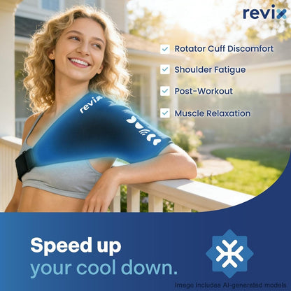 REVIX Shoulder Ice Pack Wrap for Rotator Cuff Cold Therapy, Premium Solid Gel Ice Pack for Shoulder with Soft Lycra, Reusable Shoulder Brace Ice Sleeve for Men Women Post-Workout Recovery & Discomfort