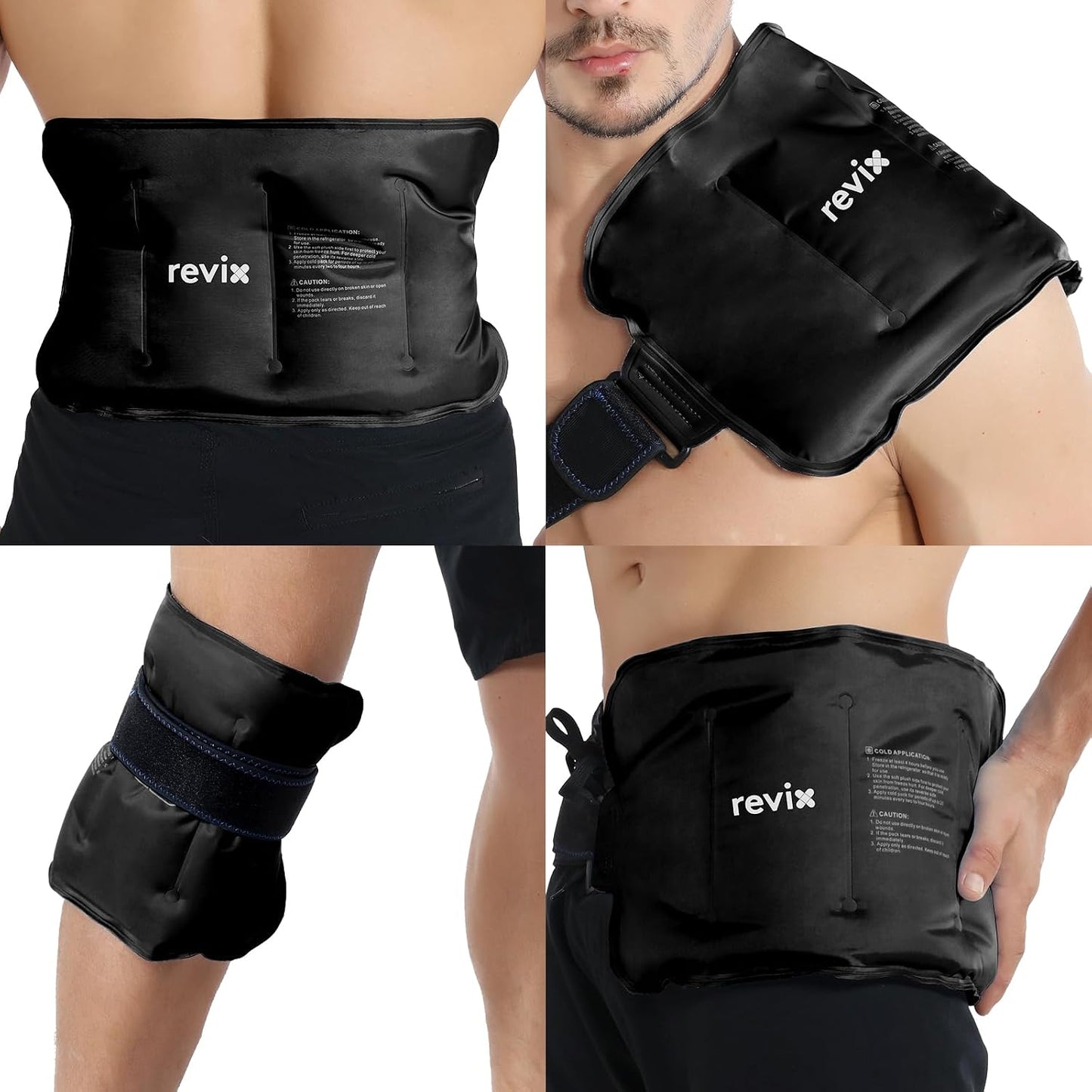 REVIX Ice Pack for Injuries Reusable Gel for Lower Back, Cold Packs for Back Shoulder, Elbow, Hip, Leg, Wrap Around Entire Knee, Soft Cold Compress,16 × 9" Navy