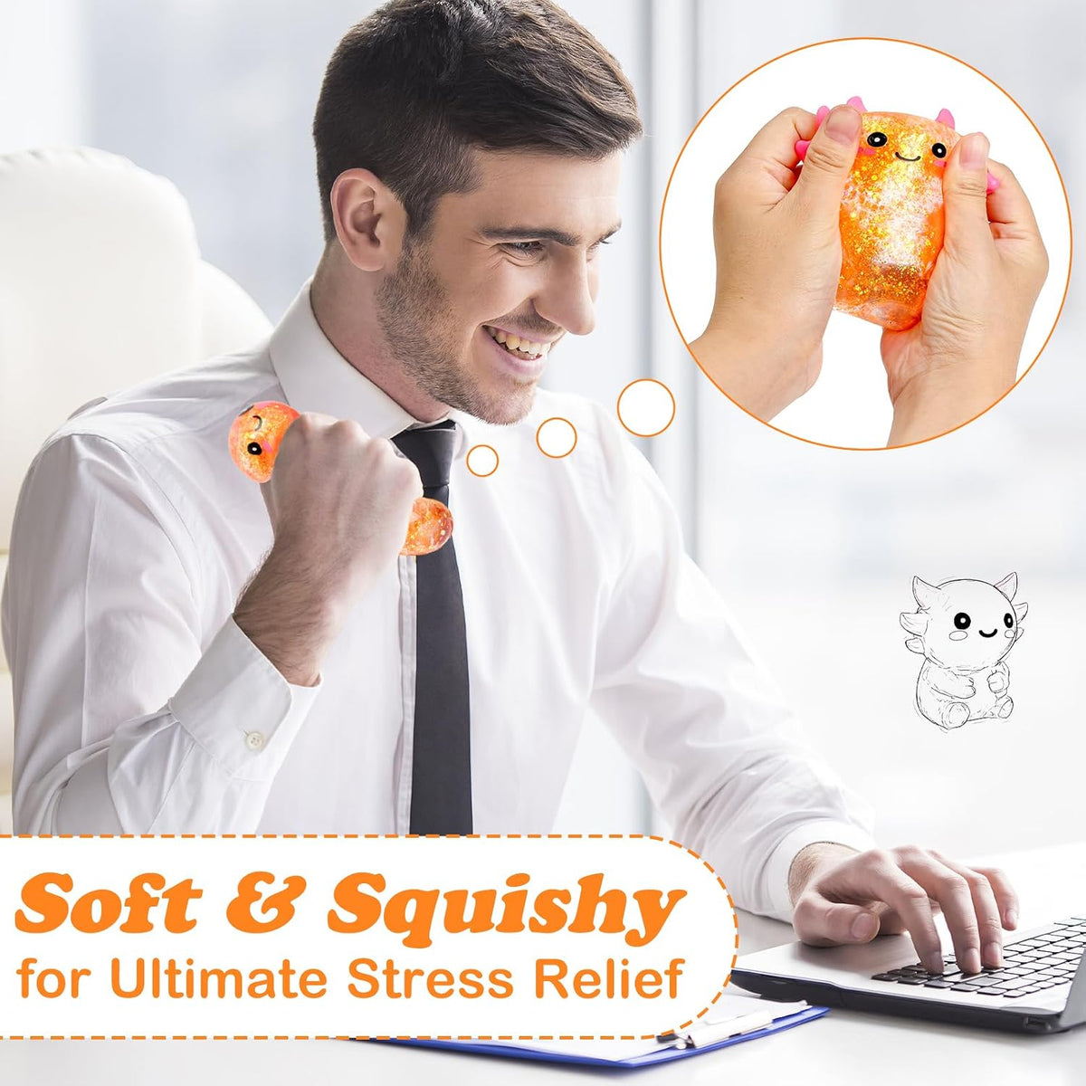 Axolotl Stress Balls for Adults, Squishy Axolotl Figurines Sensory Ball
