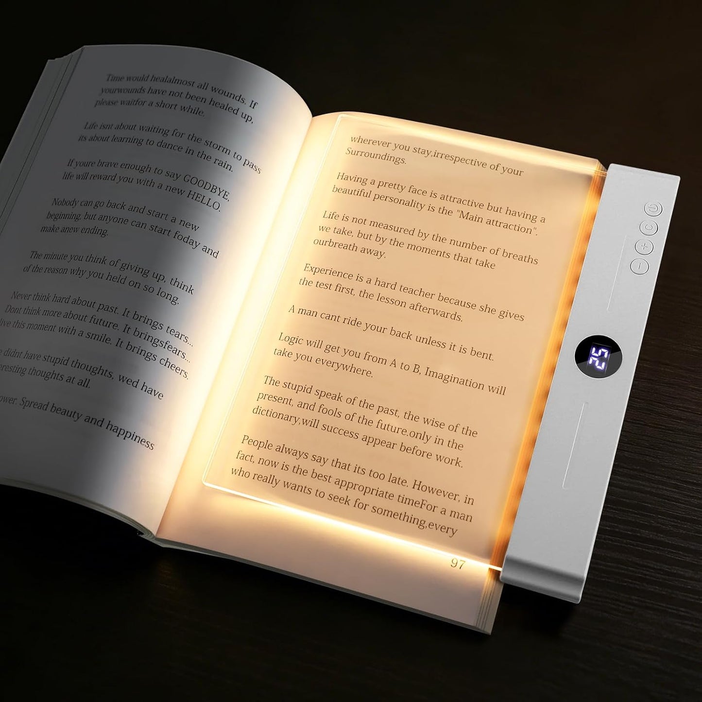 LED Book Light, 3 Color Temps & Stepless Dimming, Night Reading with Timer