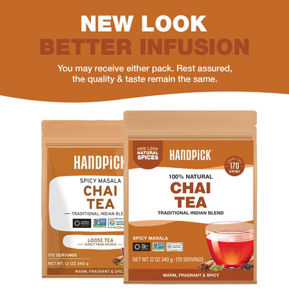 HANDPICK, Organic Chamomile Tea Bags (100 Herbal Tea Bags) Caffeine Free| Premium Floral Chamomile Herbal Tea in Eco-Conscious Teabags | Direct from Source