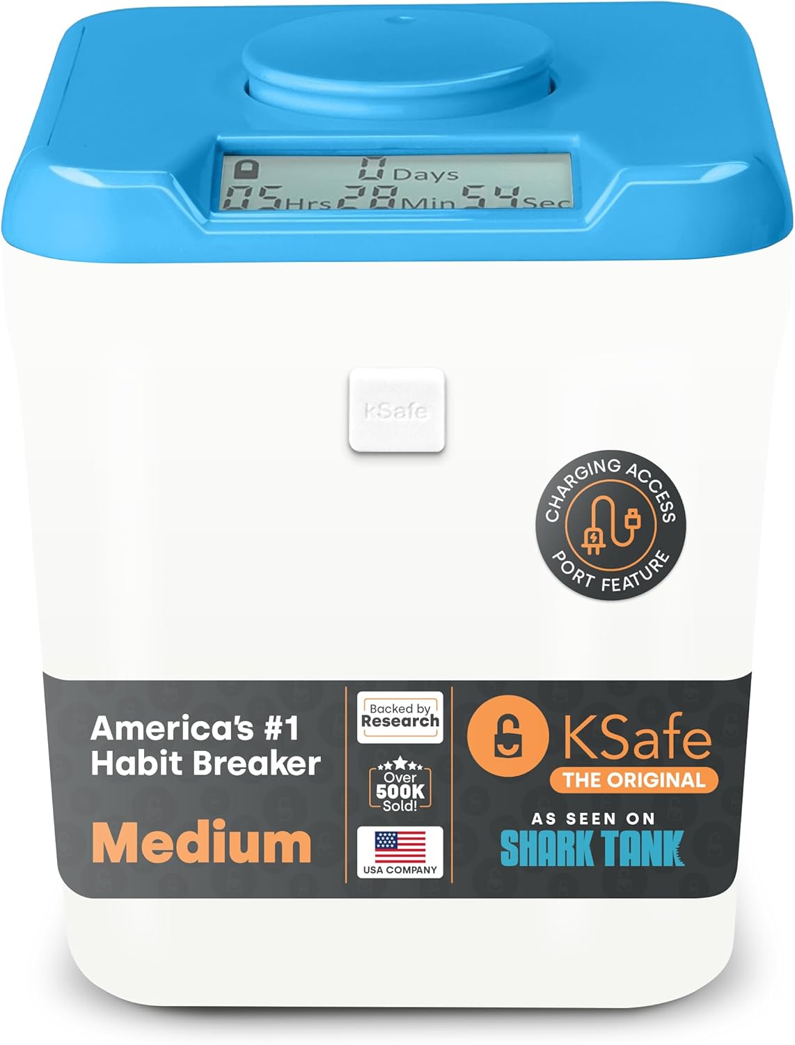 Kitchen Safe Time Locking Container (Medium), Timed Lock Box for Cell Phones, Snacks, and other unwanted temptations (White Lid + 5.5” Clear Base)
