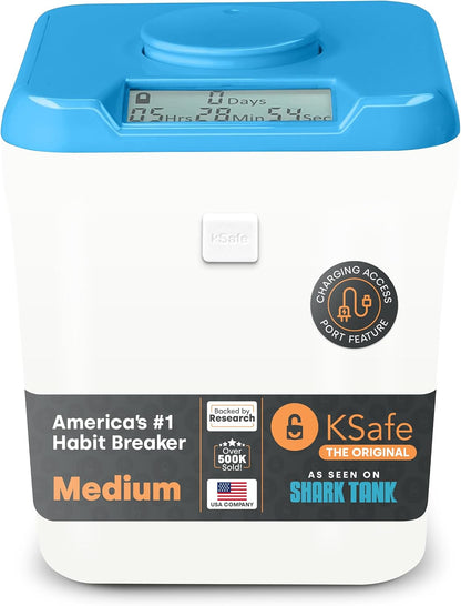 Kitchen Safe Time Locking Container (Medium), Timed Lock Box for Cell Phones, Snacks, and other unwanted temptations (White Lid + 5.5” Clear Base)