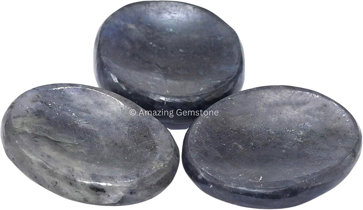 Amazing Gemstone Labradorite Thumb Worry Stone, Anxiety Stone, Healing Crystals - Piedra Crystal Fidget for Gift, Meditation, Calming, Relaxation, Stress Relief - Colors C