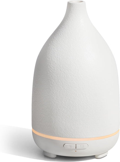 InnoGear Oil Diffuser, 300ML Ceramic Diffuser for Essential Oils Handcrafted Aromatherapy Diffuser Ultrasonic Cool Mist Humidifier with 4 Timers Waterless Auto Off for Room Office, White