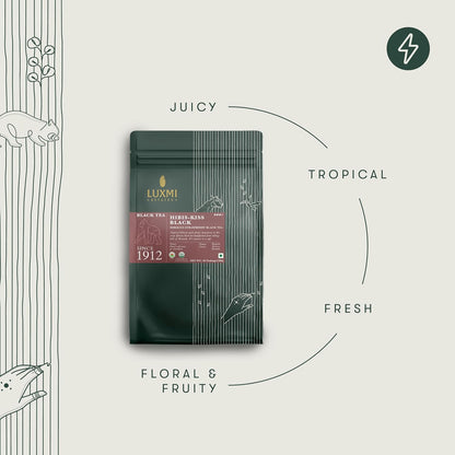Luxmi Estates Hibis-Kiss Organic Hibiscus Tea (50 Tea Bags) Caffeinated Tea Bags For A Morning Boost and Natural Energy, With Certified Organic Black Tea