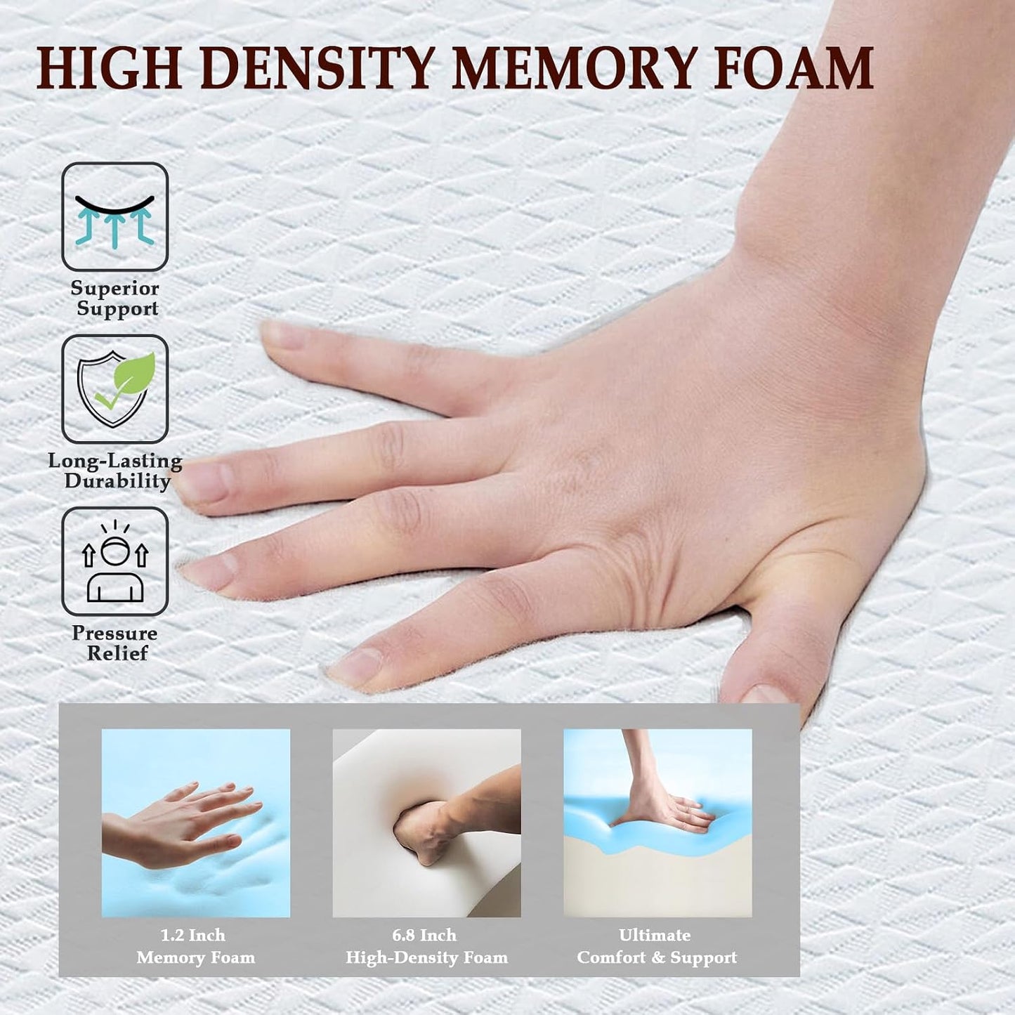 Wedge Pillow for Sleeping, 7.5" Memory Foam Bed Wedge Pillow