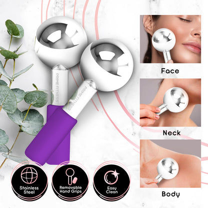 Ice Globes for Facials | Unbreakable Steel Cooling Roller | Cryo Sticks for Face | Massager for Face Neck & Eyes | Skin Care for Dark Circles, Puffiness, Wrinkles, Collagen Production (White)