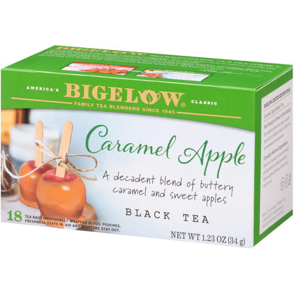 Bigelow Caramel Apple Black Tea Bags, 18 Teabags (Pack of 6), Caffeinated Black Tea 108 Tea Bags Total