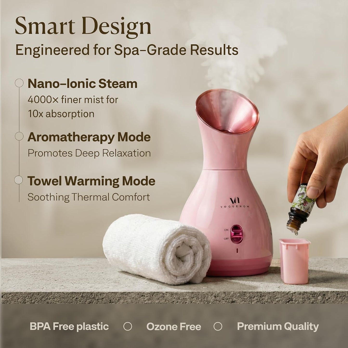 VogueNow Facial Steamer Spa Kit with Complimentary 15 Skin Care Tools | Face Steamer for Facial Deep Cleaning with Humidifier Mode | Self Care Gifts for Women, Spa Gifts, Birthday Gifts for Women