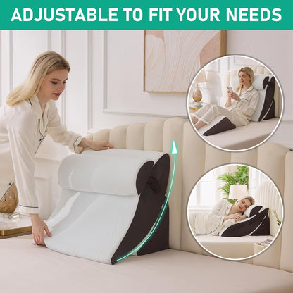 4PCS Wedge Pillow Set for After Surgery, White/Grey