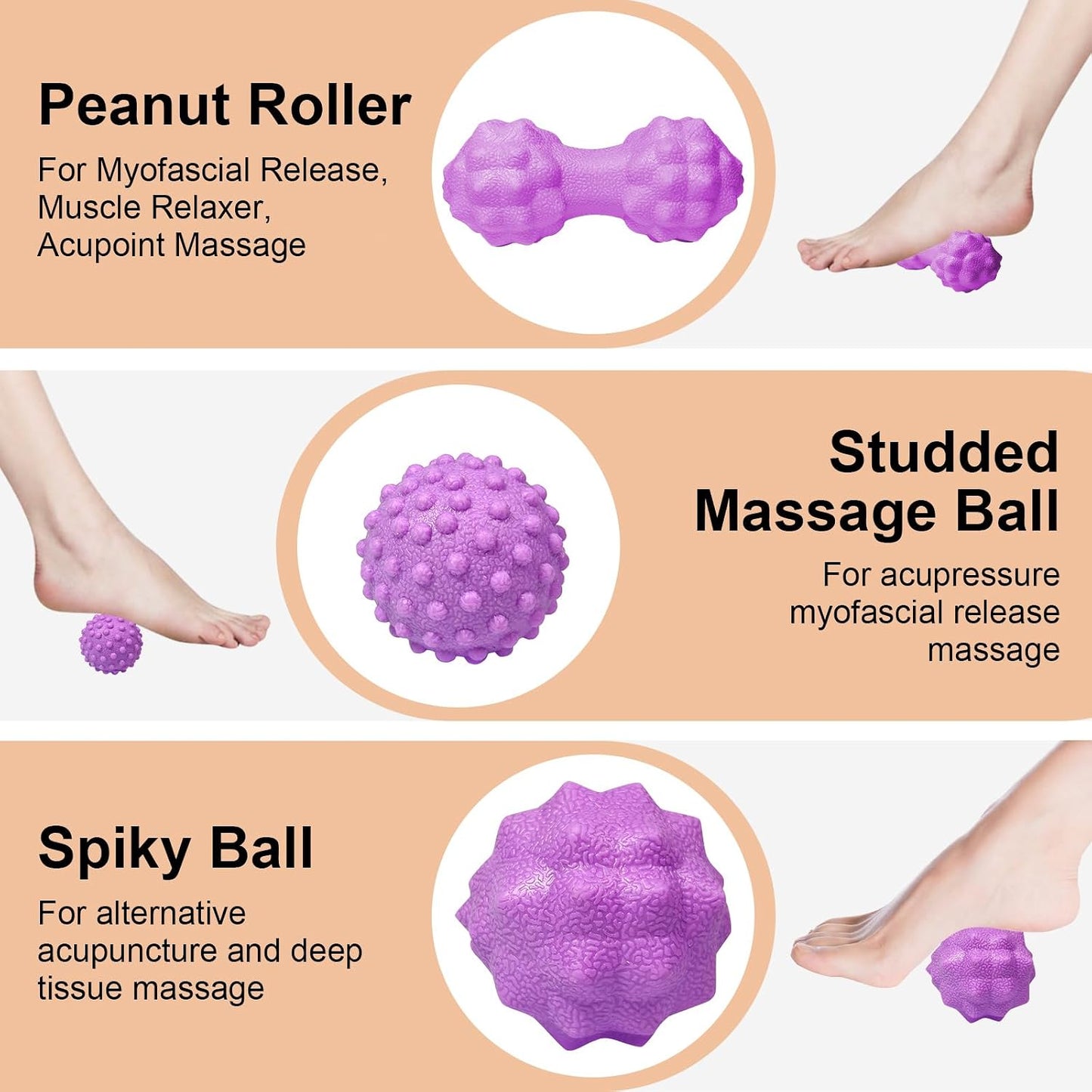 Foot Massage Ball Myofascial Release, Pain Relieve from Plantar Fasciitis, Massage Tool for Tight Muscles and Sore Feet, Restore Foot Massage Roller