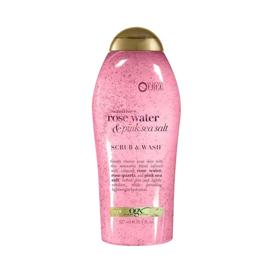 OGX Sensitive + Rose Water & Pink Sea Salt Body Scrub, 19.5 fl oz
