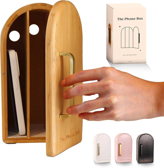 Papaya The Phone Box, Cell Phone Box for Family Time, Premium Bamboo Wood