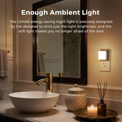 L LOHAS LED Night Lights Plug into Wall 2-Pack, 0.3W Plug in Night Light, Dusk to Dawn, 2000K Amber Light, Sleep Aid Nightlight Auto-On/Off, for Adults Kids Room, Bedroom, Bathroom, Hallway, Non-Dim