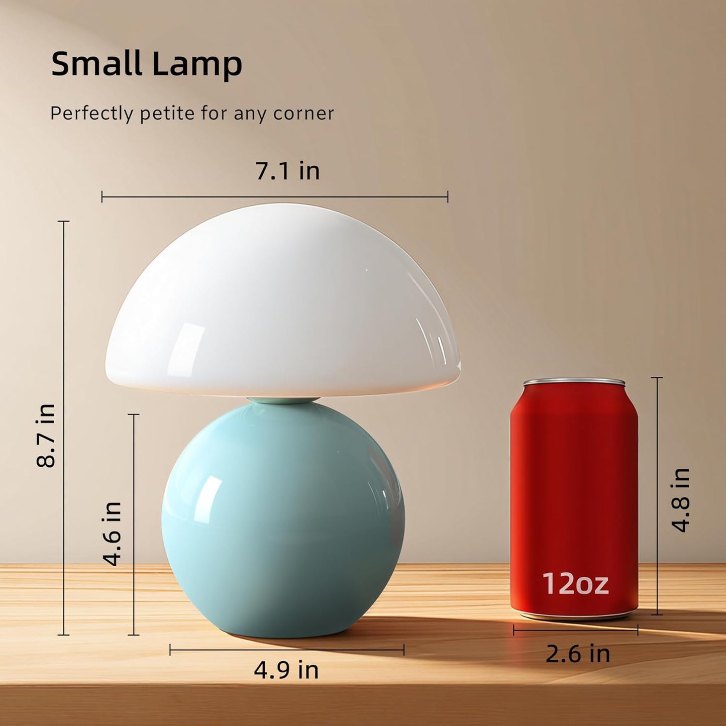 Dawnwake Mushroom Lamp Table Lamp for Bedroom,Desk Bedside Small Lamps for Living Room Night Stands,Mushroom Decor Cute Mini Modern Mid Century Lamps,Unique Aesthetic Home Living Room Decor(White)