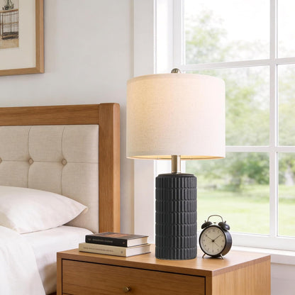 PoKat 20.75" Small Modern Ceramic Table Lamps Set of 2 for Bedroom, White Bedside Lamps for Night Stands, Farmhouse Desk Home Decor Gift Nightstand Table Lamps for Living Room End Table Beige