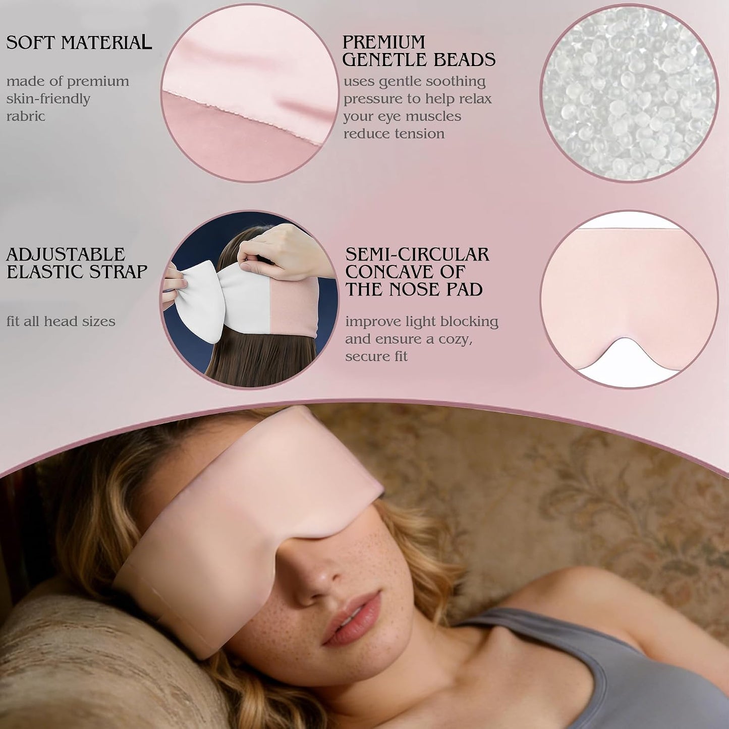 Weighted Sleep Mask for Side Sleepers, 100% Blackout Eye Mask for Sleeping with Adjustable Strap, Dual-Sided Cooling Silk & Warm Cotton Blindfold, Zero Pressure Eye Cover for Travel, Nap & Yoga