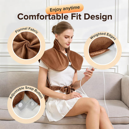Electric Heating Pad for Neck Back Shoulder Pain Relief, 25"x37" Large Full Body Weighted Heated Pad for Menstrual Cramps - 5 Heat Levels/Snug Fit, Birthday Gifts for Women Men Mom Dad Elders