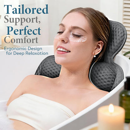 Bath Pillows for Tub, Comfortable Bathtub Cushion for Head and Neck with Soft 3D Mesh Fabric and 54 Non-Slip Suction Cups, Relaxing Tub and Shower Accessories Spa Gift White Standard