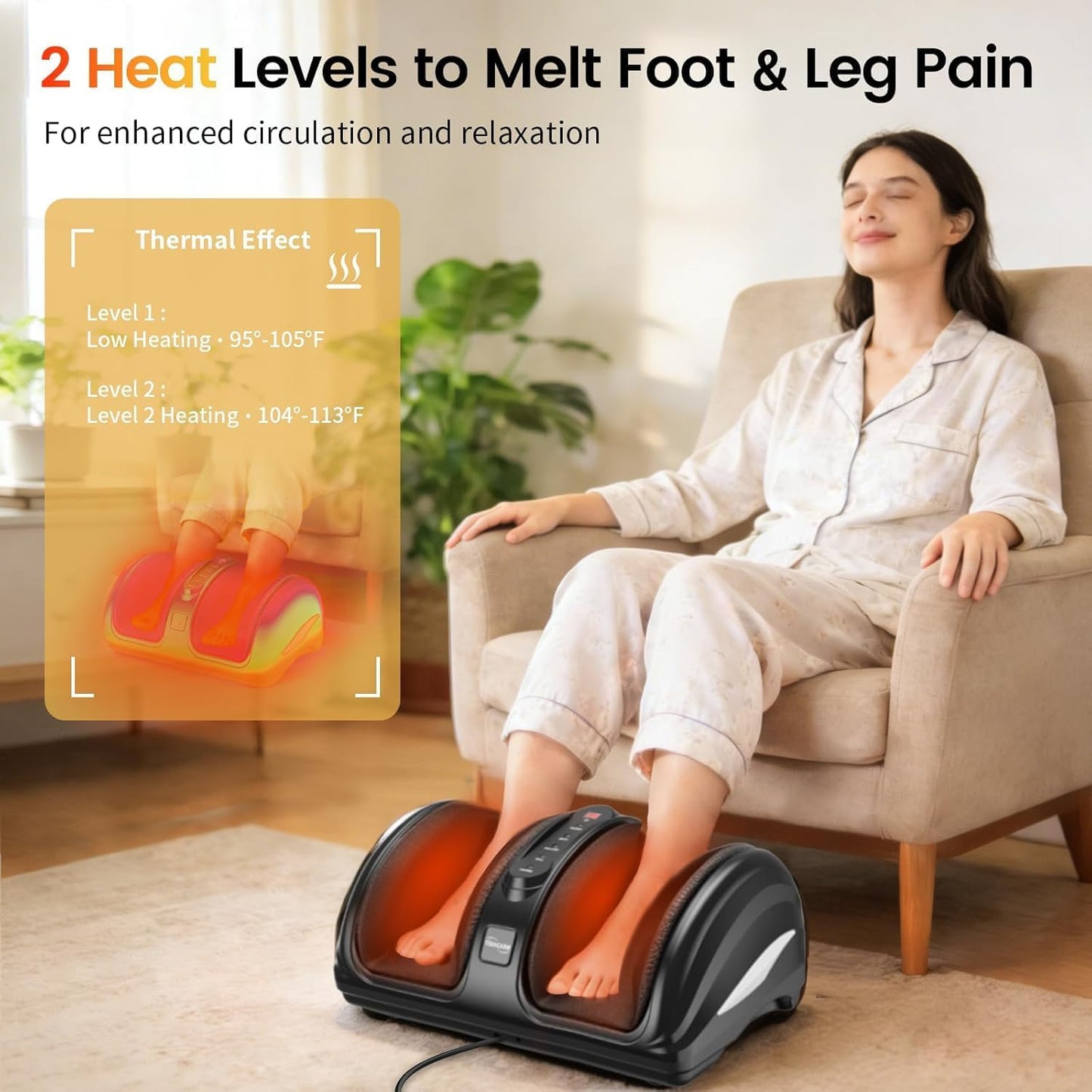TISSCARE Shiatsu Foot Massager with Heat, FSA Eligible HSA Foot Massager for Plantar Fasciitis, Neuropathy, Circulation and Pain Relief, Massage Feet at Home/Office, Gift for Men and Women