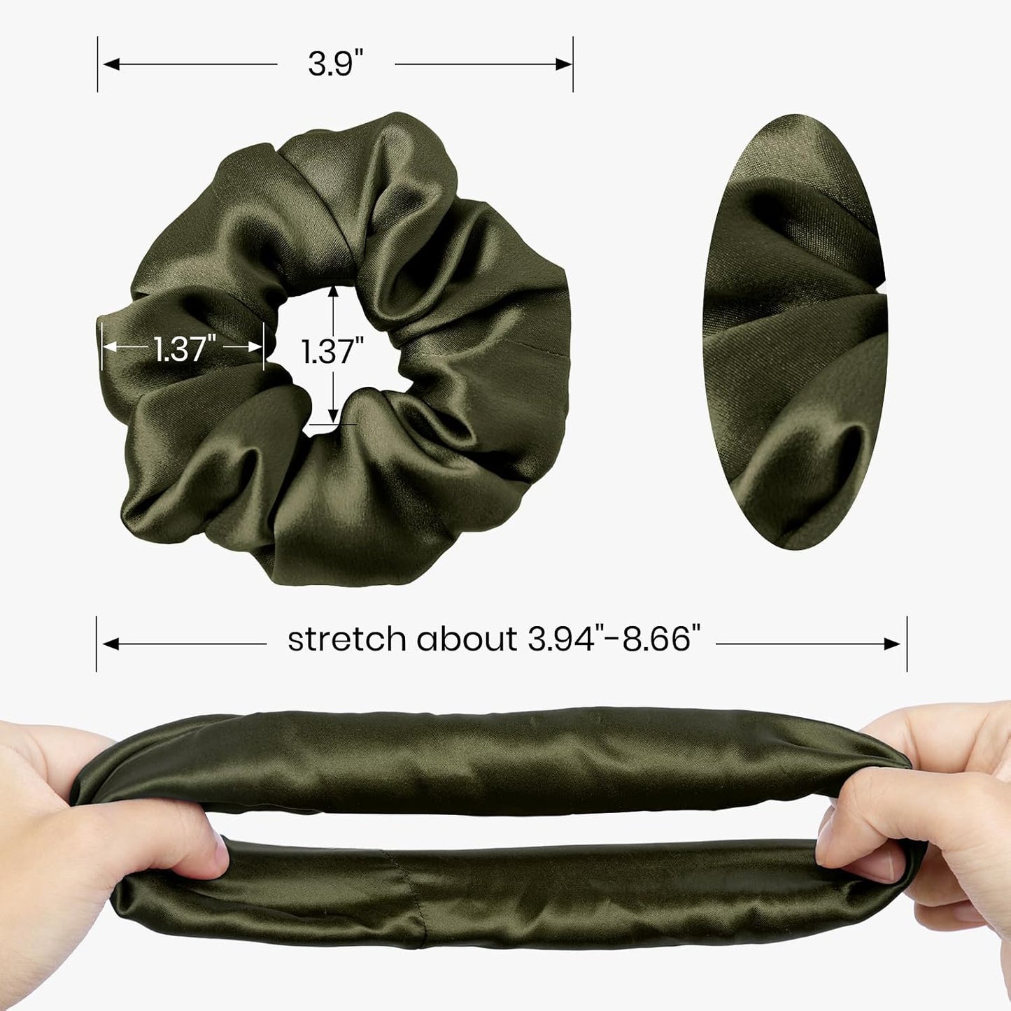 LILYSILK Silk Hair Scrunchies / Ties for Frizz & Breakage Prevention, 100% Mulberry, No Damage, Elastic ponytail Holders, 1Pc, Coffee - Colors B