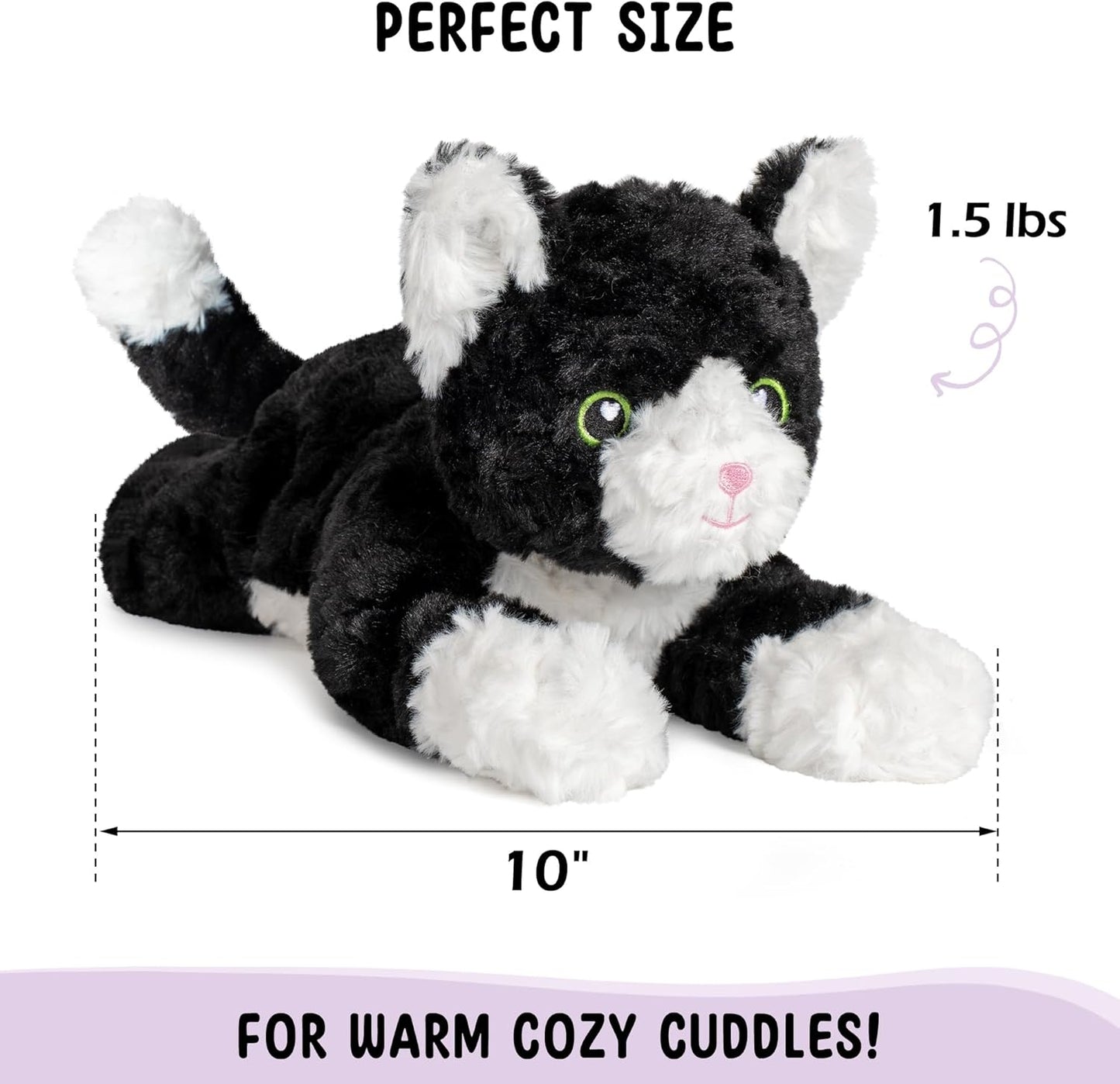Bunny Microwavable & Weighted Stuffed Animals - 1.5 Lbs Unscented Heating Pad for Period Cramps Pain Relief and Anxiety, Cute Bunny Plush Toys Gifts for Women Girls Adults and Kids by Happy Fuel
