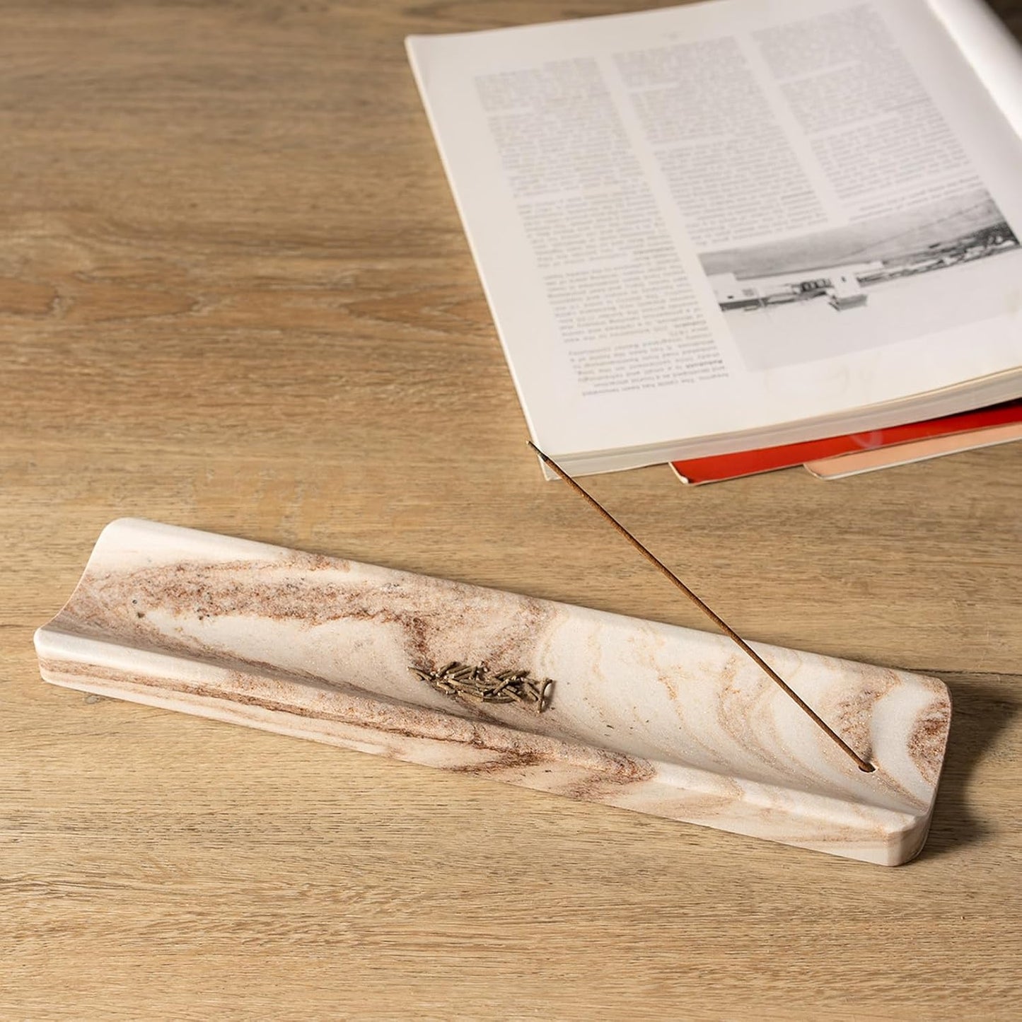 Koville Marble Incense Holder, Incense Holder for Sticks, Incense Sticks Holder Ash Catcher for Meditation Yoga SPA, Natural Stone Incense Burner, Home Table Decor (Grey)