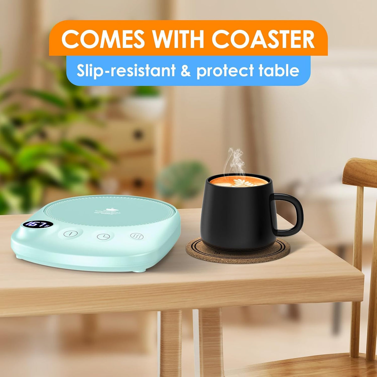 Coffee Mug Warmer - Fastest Heating & Highest Temperature, Coffee Cup Warmer for Desk Auto Shut Off, 4 Temp Settings & 1-12H Timer, Smart Electric Beverage Warmer for Coffee, Tea (Blue)