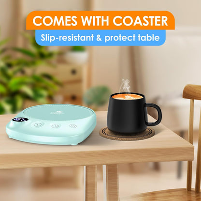 Coffee Mug Warmer - Fastest Heating & Highest Temperature, Coffee Cup Warmer for Desk Auto Shut Off, 4 Temp Settings & 1-12H Timer, Smart Electric Beverage Warmer for Coffee, Tea (Blue)