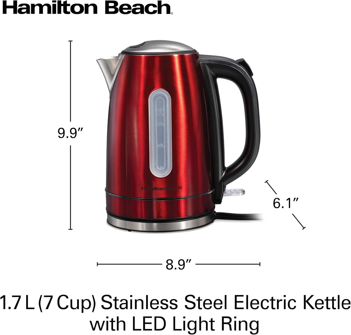Hamilton Beach 1.7 Liter Electric Tea Kettle, Water Boiler & Heater
