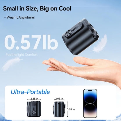KIMMOO Portable Cool Clip Waist Fan with Ice Cooler,100-Speed, Rechargeable