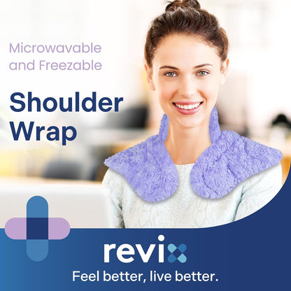 REVIX Microwave Heating Pad for Neck Shoulders and Back with Moist Heat, Weighted Microwavable Heated Neck Wrap Warmer, Scented